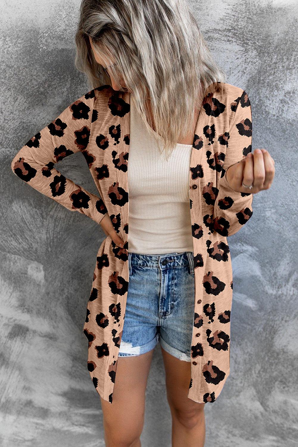 Printed Button Front Longline Cardigan BLUE ZONE PLANET
