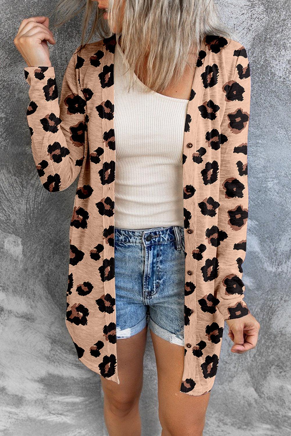 Printed Button Front Longline Cardigan BLUE ZONE PLANET