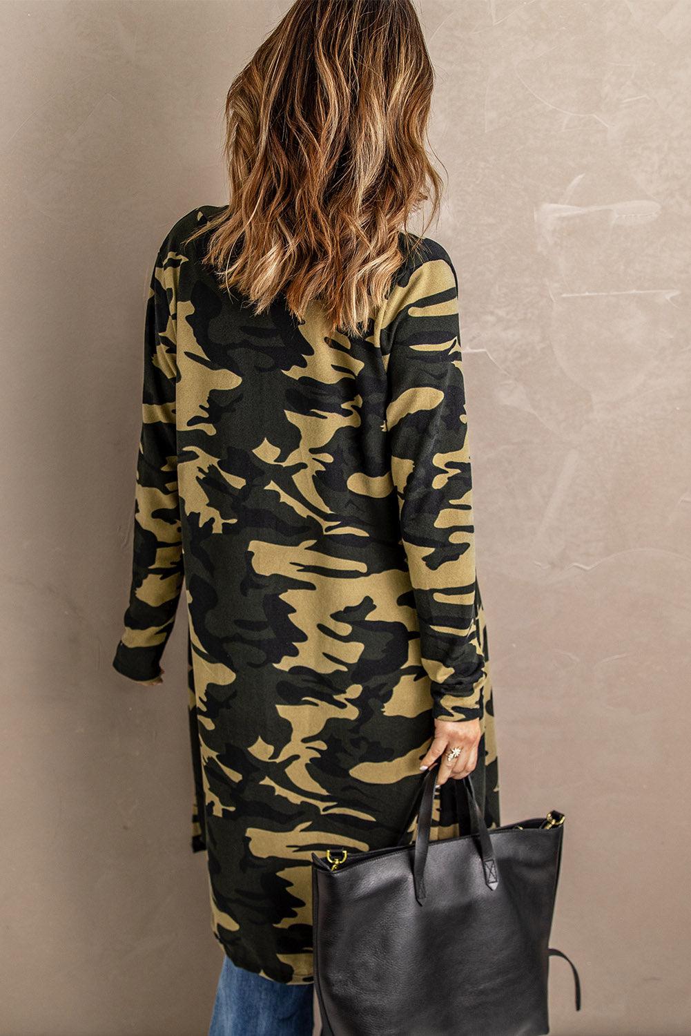 Printed Open Front Longline Cardigan BLUE ZONE PLANET