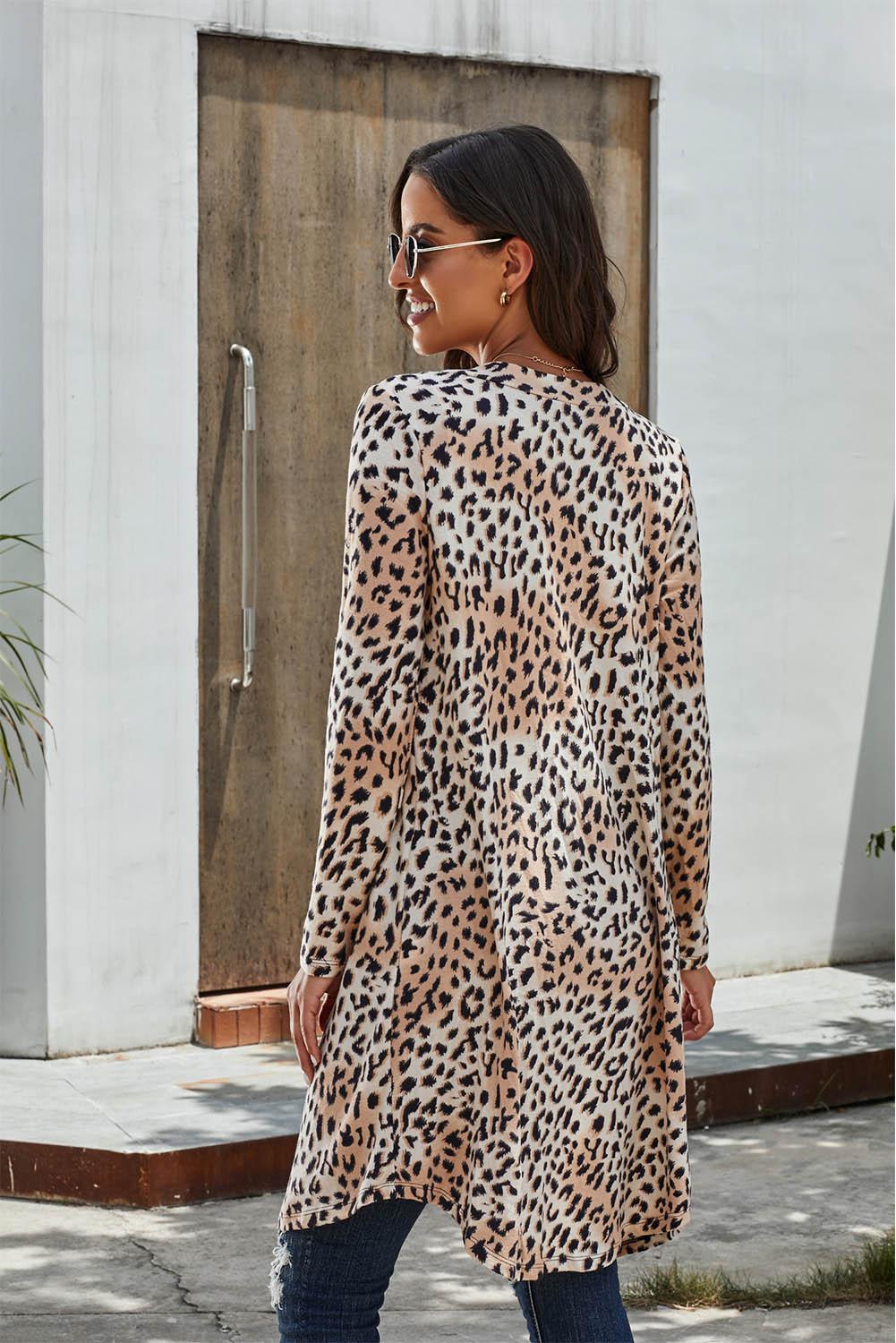 Printed Open Front Longline Cardigan BLUE ZONE PLANET