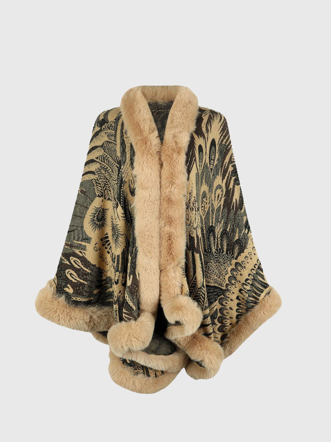 Printed Open Front Poncho BLUE ZONE PLANET