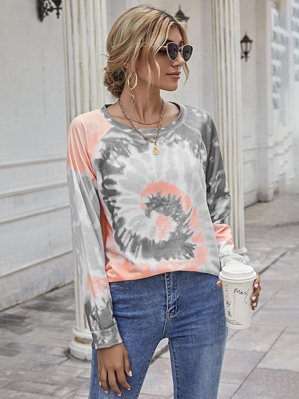 Printed Round Neck Raglan Sleeve Tee BLUE ZONE PLANET