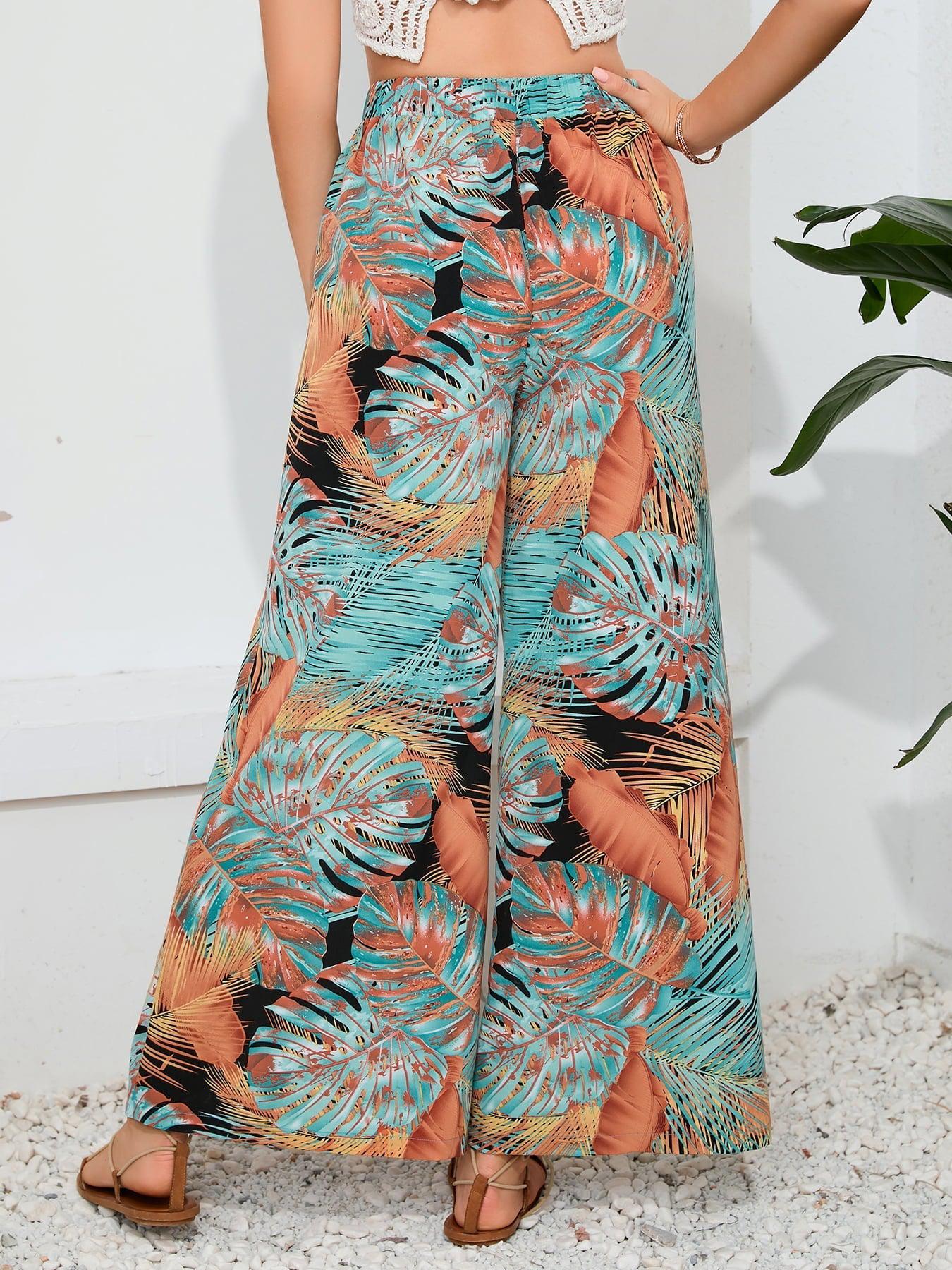Printed Split Wide Leg Long Pants BLUE ZONE PLANET