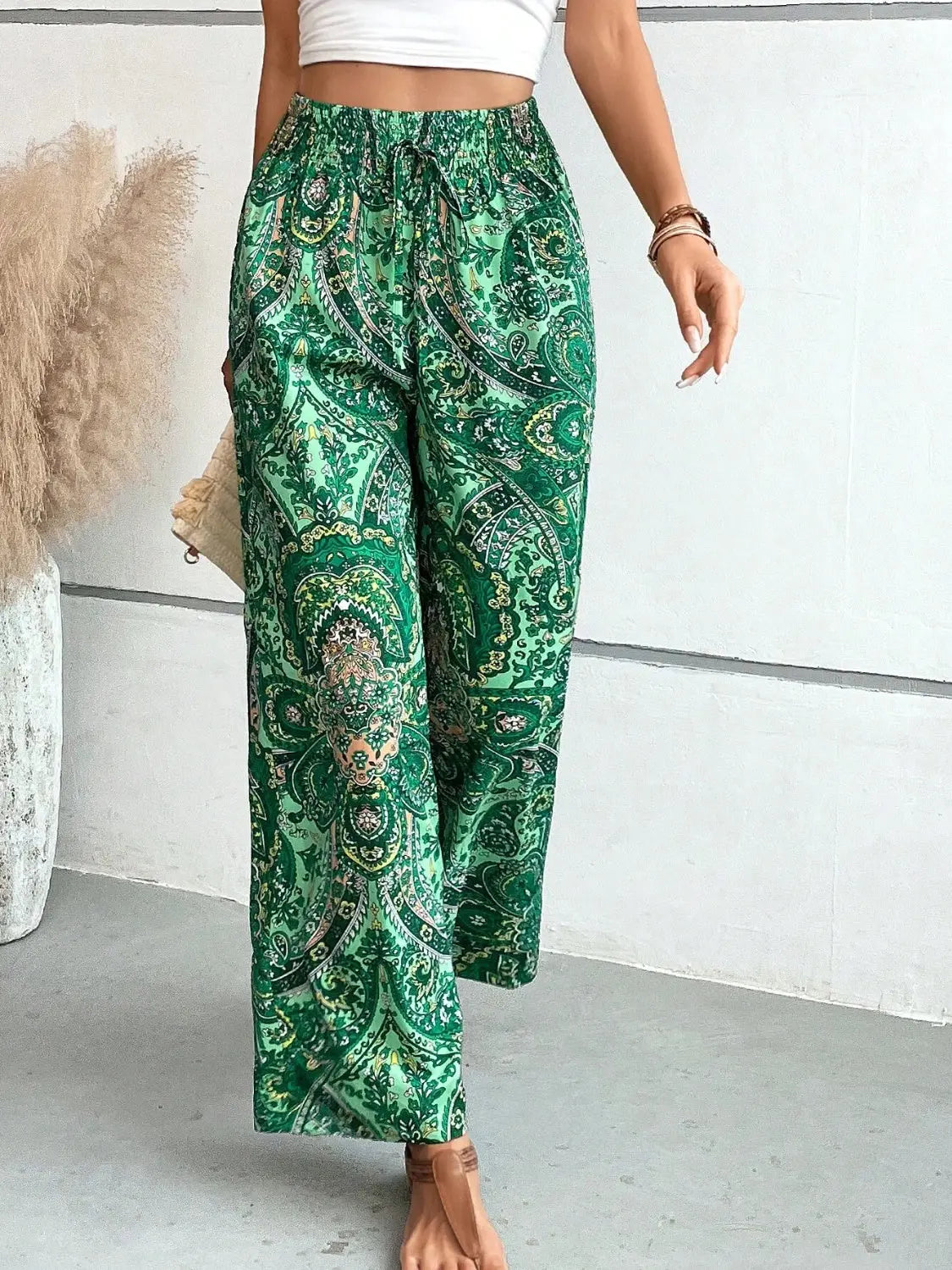 Printed Wide Leg Pants Trendsi