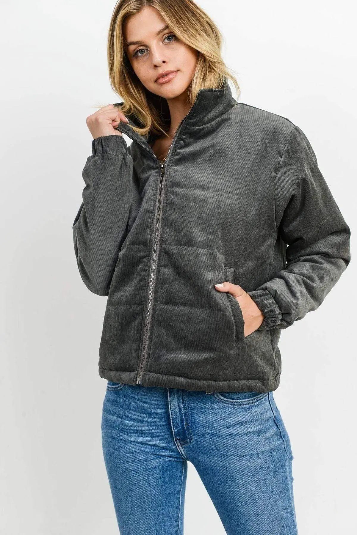 Puffy Long Sleeves Jacket Blue Zone Planet