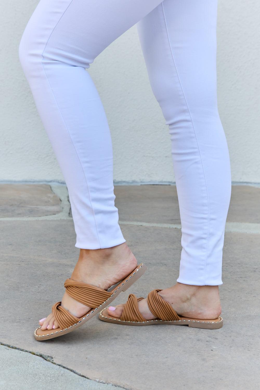 Qupid Summertime Fine Double Strap Twist Sandals BLUE ZONE PLANET