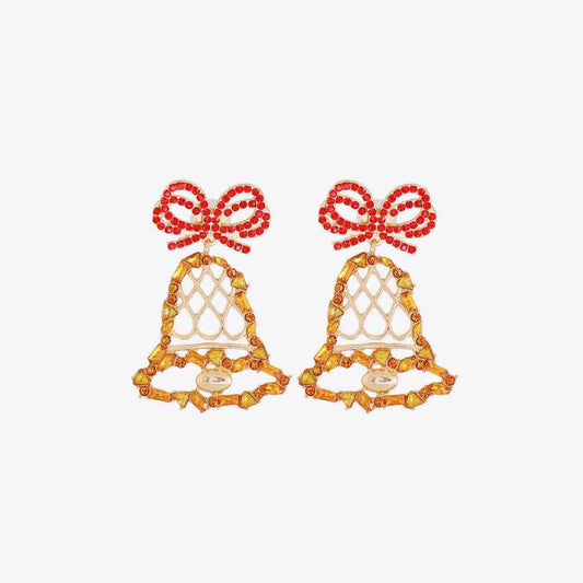 Rhinestone Alloy Christmas Bell Earrings BLUE ZONE PLANET