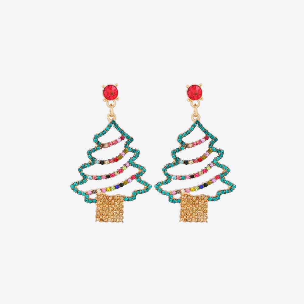 Rhinestone Alloy Christmas Tree Earrings BLUE ZONE PLANET