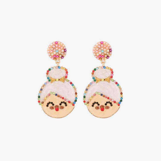Rhinestone Alloy Mrs. Claus Earrings BLUE ZONE PLANET