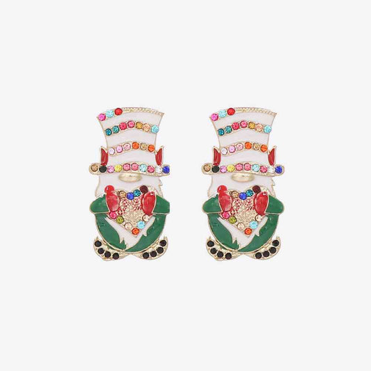 Rhinestone Alloy Santa Earrings BLUE ZONE PLANET