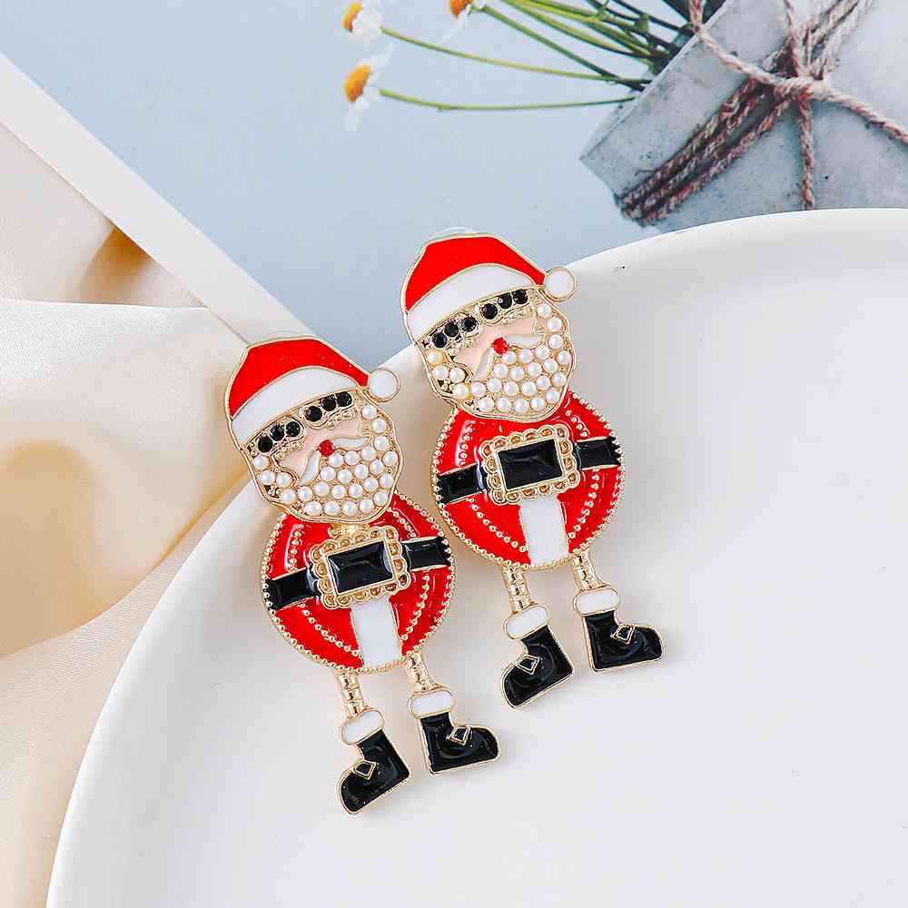 Rhinestone Alloy Santa Earrings BLUE ZONE PLANET