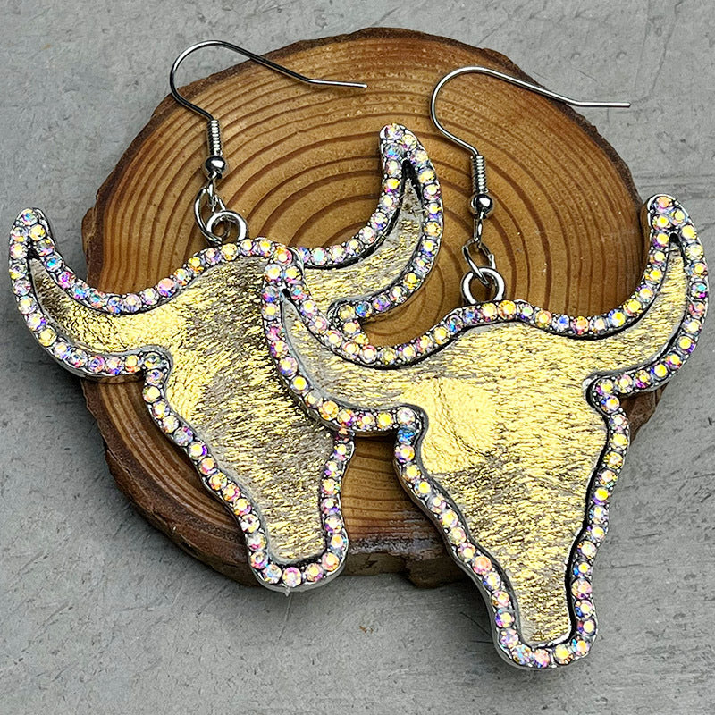 Rhinestone Bull Earrings BLUE ZONE PLANET