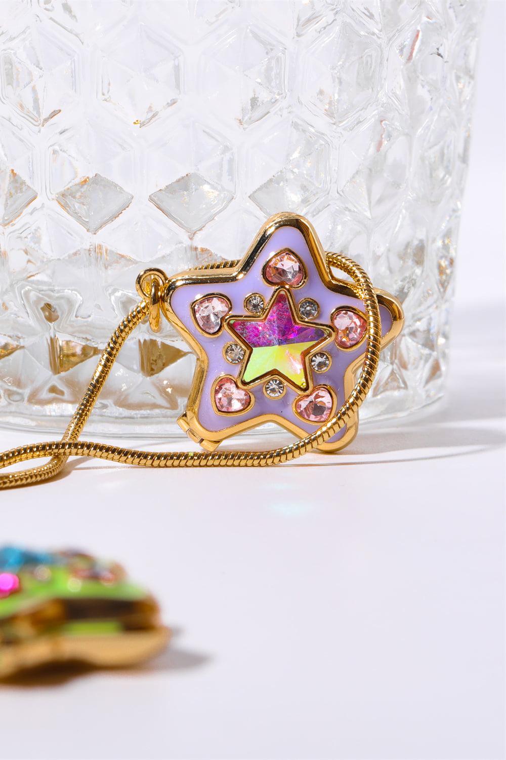 Rhinestone Decor Star Box Pendant Necklace BLUE ZONE PLANET