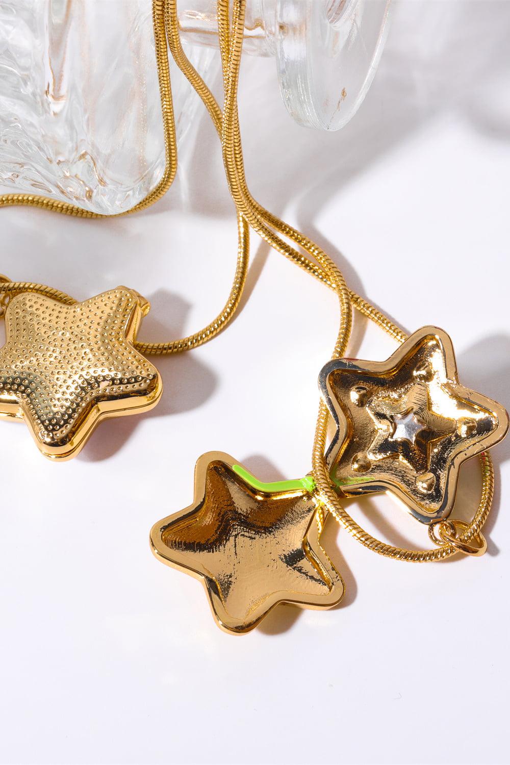 Rhinestone Decor Star Box Pendant Necklace BLUE ZONE PLANET