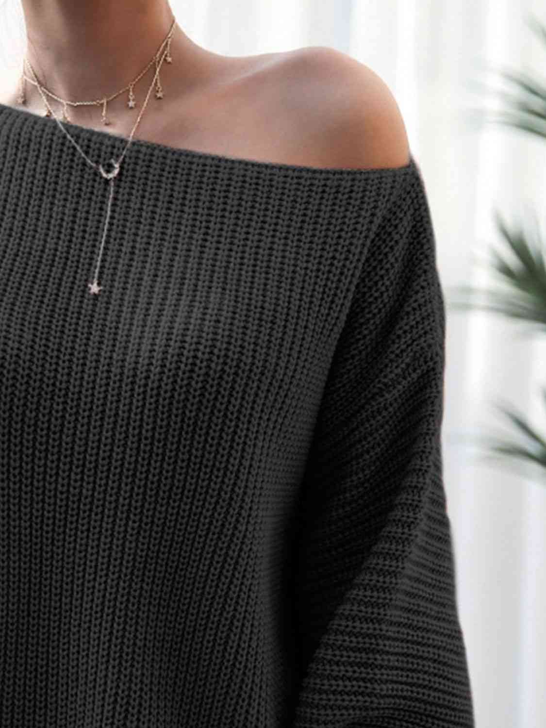 Rib-Knit Mini Sweater Dress BLUE ZONE PLANET