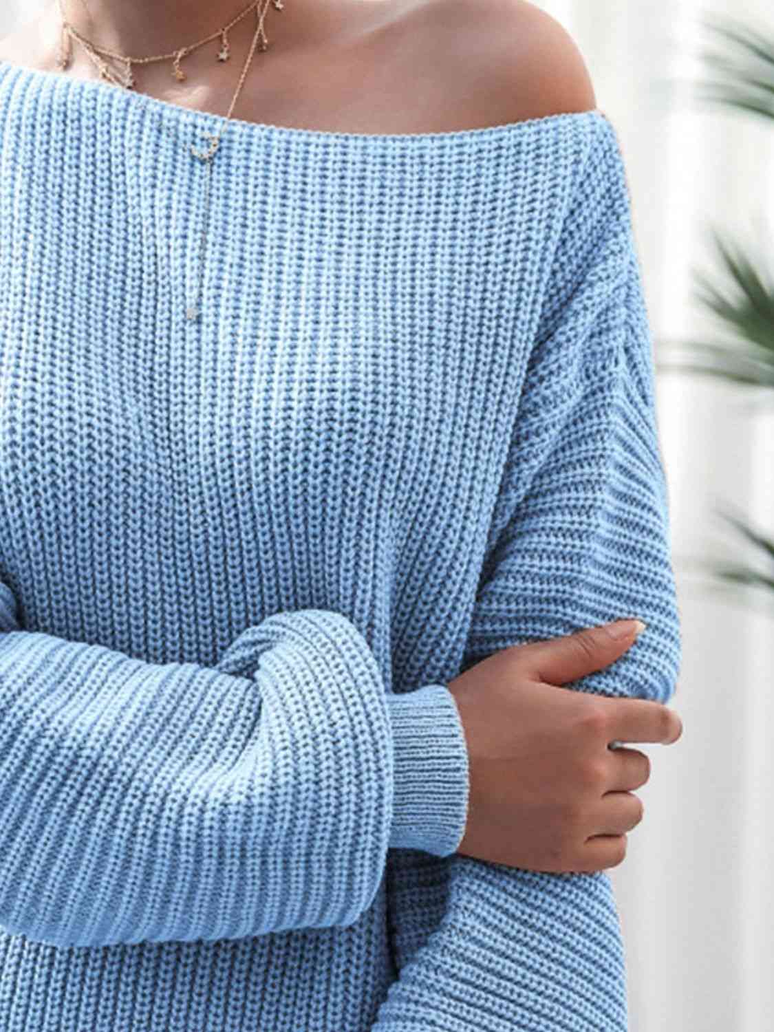 Rib-Knit Mini Sweater Dress BLUE ZONE PLANET