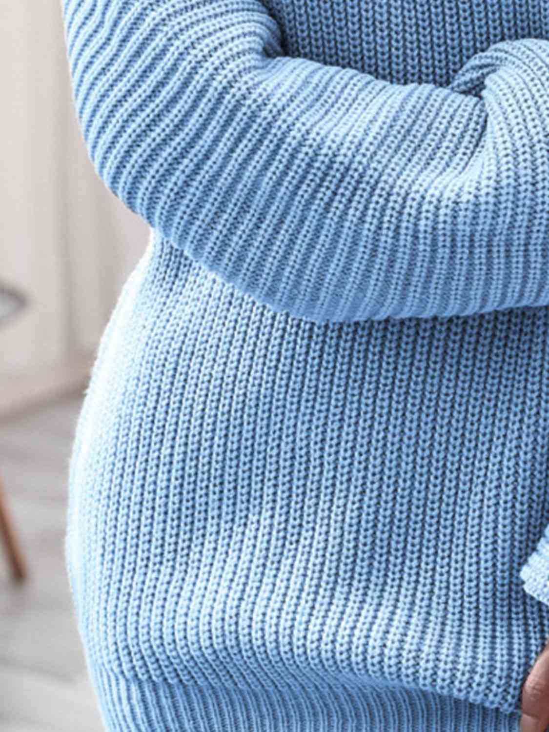 Rib-Knit Mini Sweater Dress BLUE ZONE PLANET