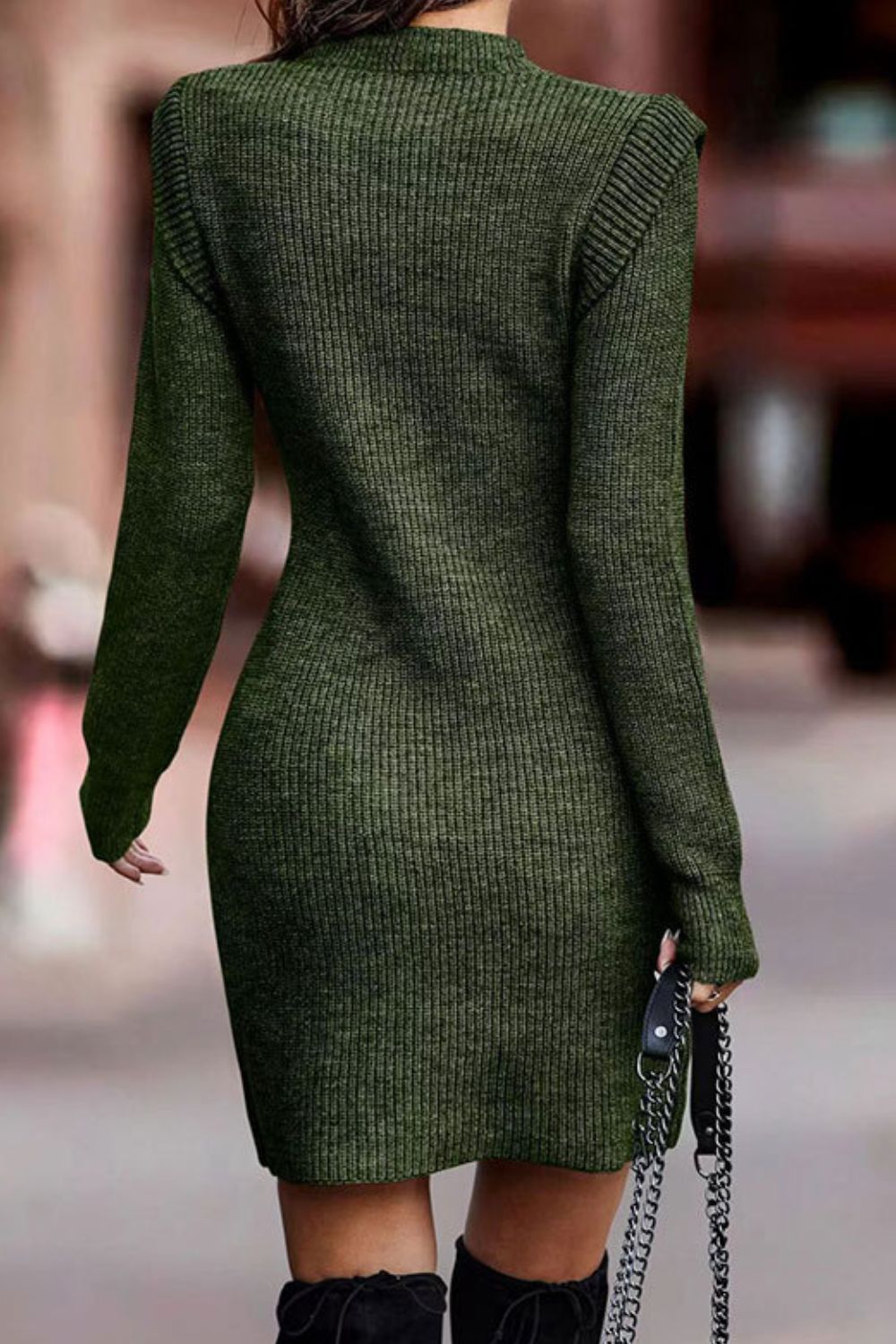 Blue Zone Planet | Rib-Knit Round Neck Sweater Dress BLUE ZONE PLANET