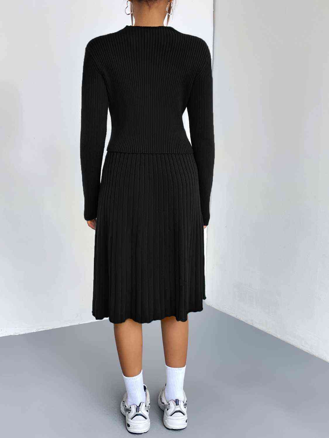 Rib-Knit Sweater and Skirt Set BLUE ZONE PLANET