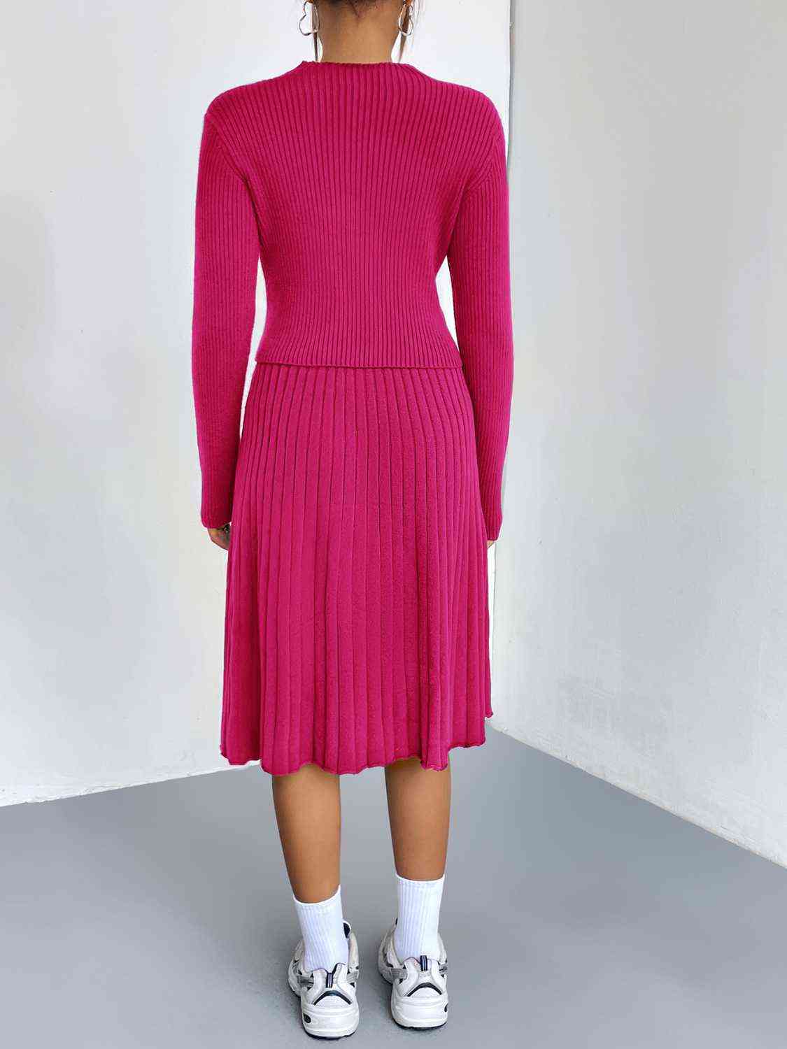 Rib-Knit Sweater and Skirt Set BLUE ZONE PLANET