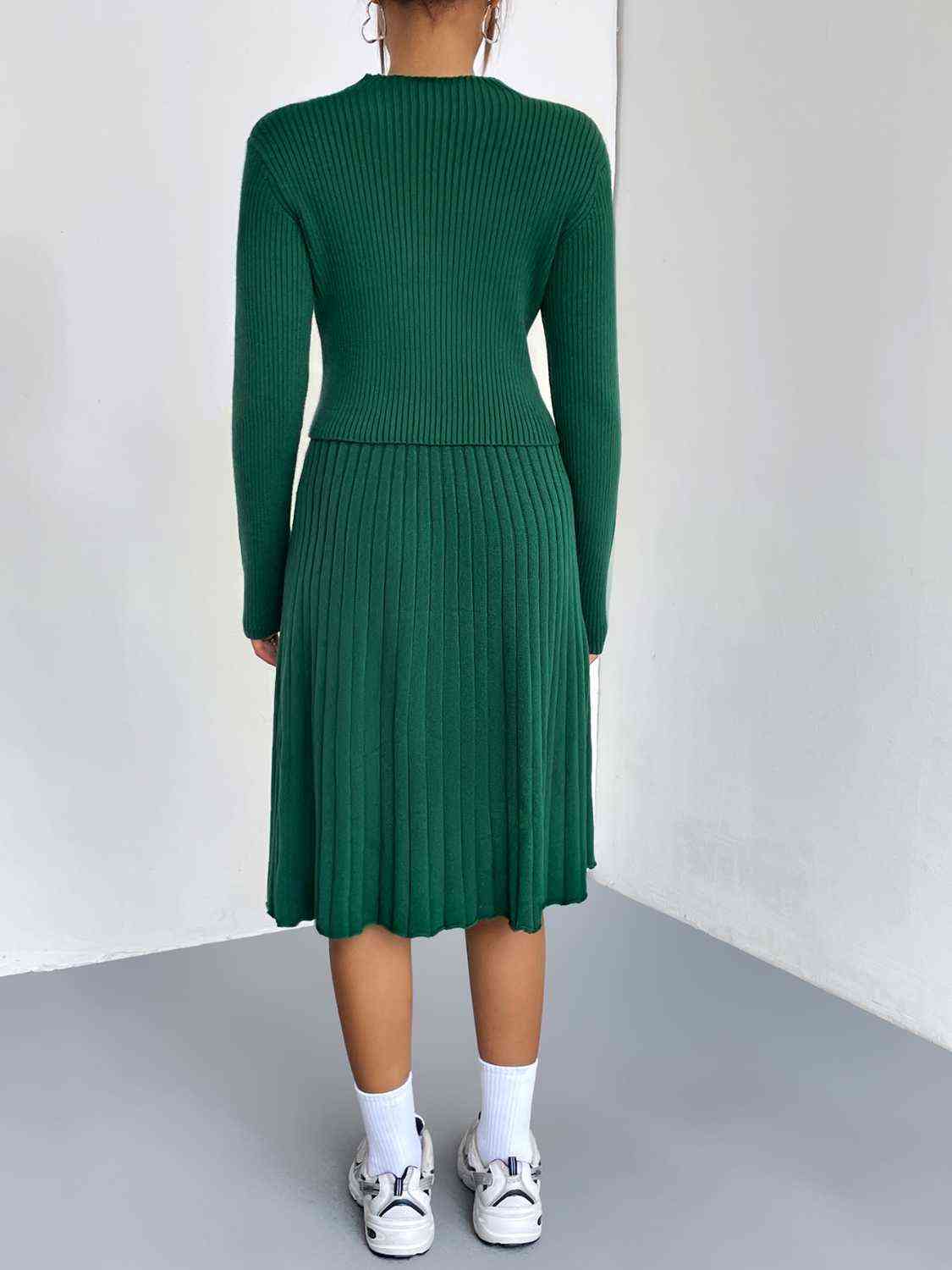 Rib-Knit Sweater and Skirt Set BLUE ZONE PLANET