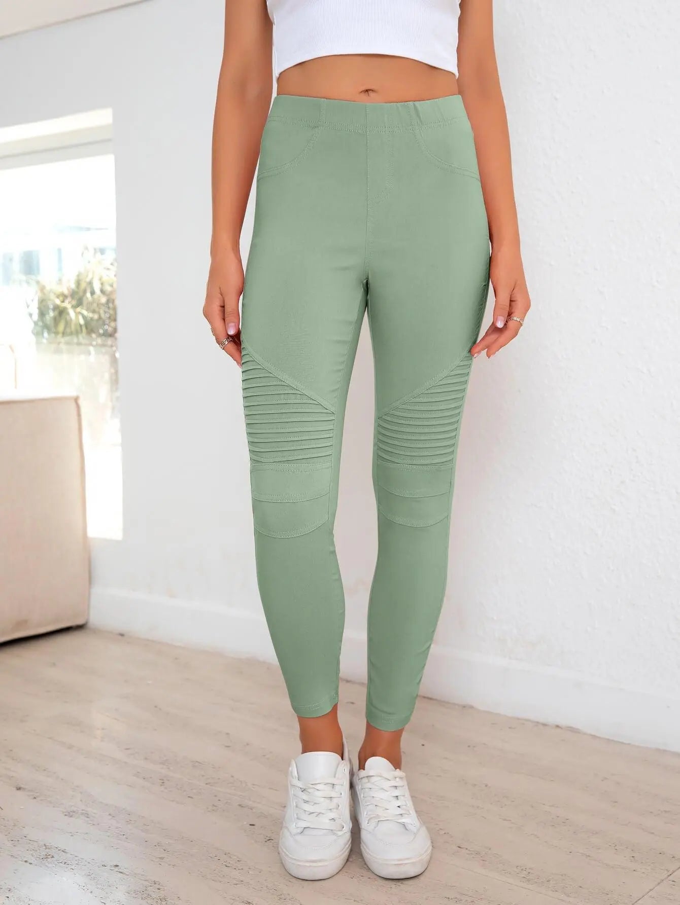 Ribbed Detail Leggings BLUE ZONE PLANET