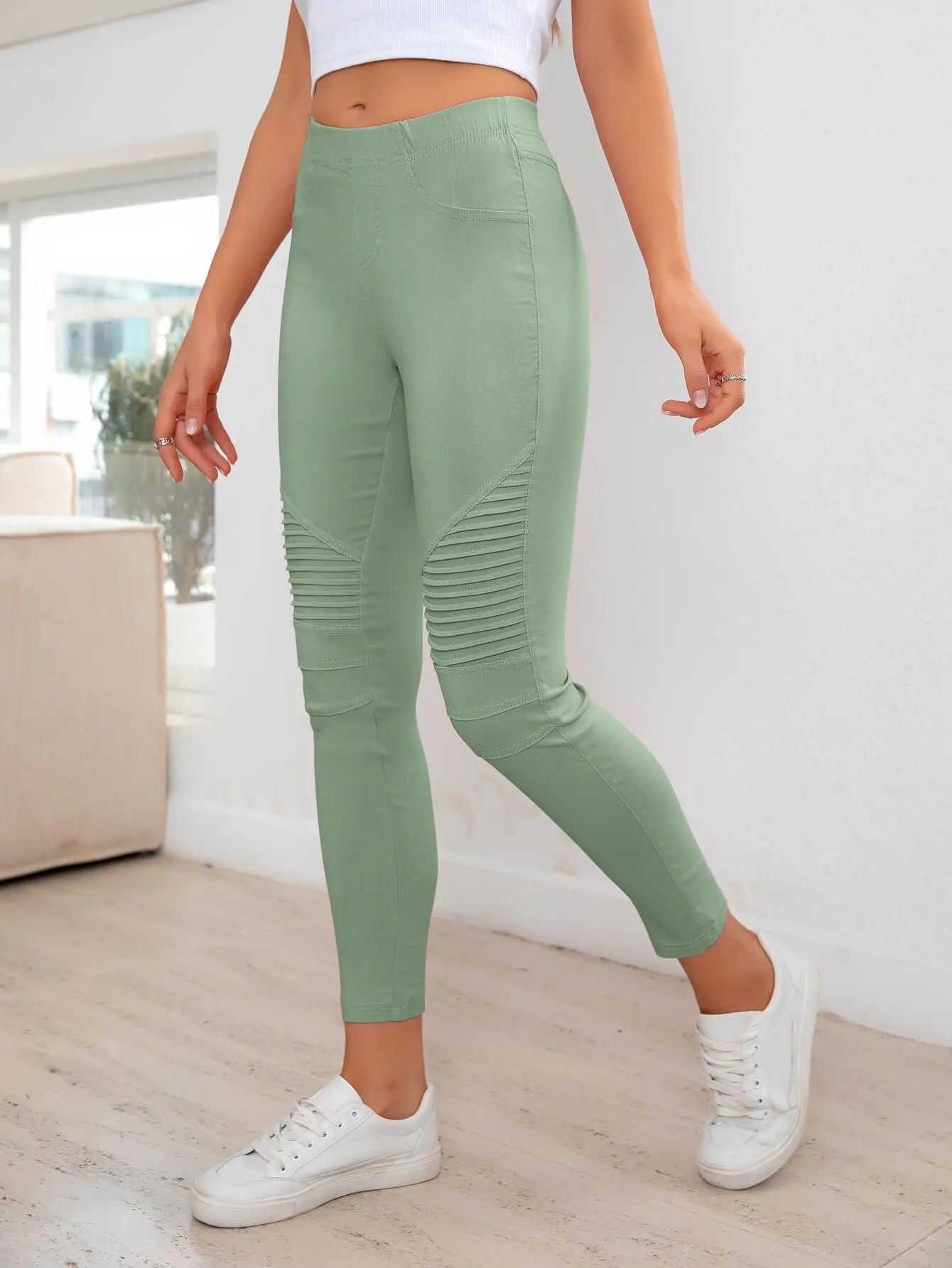 Ribbed Detail Leggings BLUE ZONE PLANET