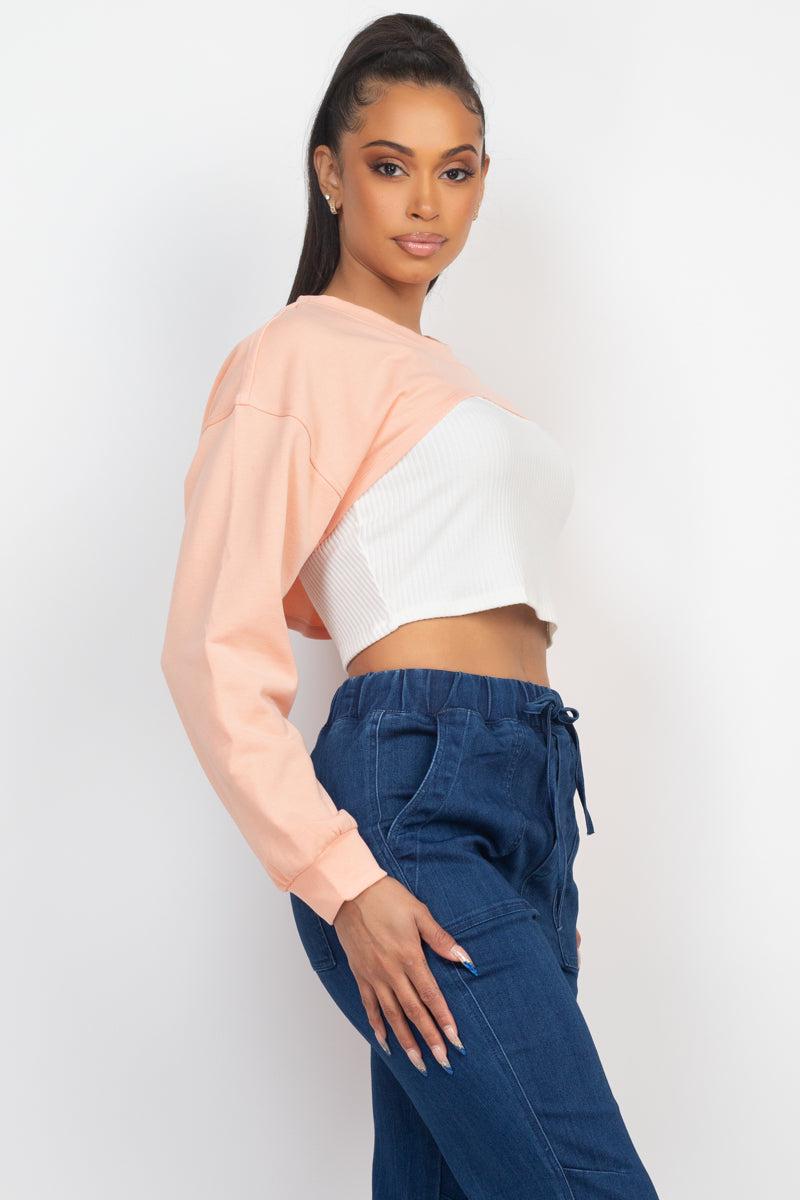 Ribbed Sleeveless Top With Shrug Sweater Blue Zone Planet