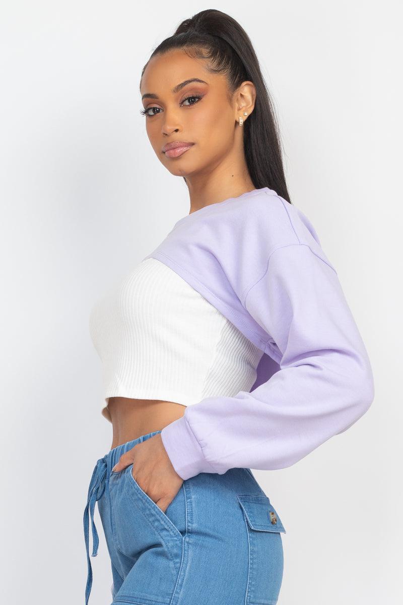 Ribbed Sleeveless Top With Shrug Sweater Blue Zone Planet