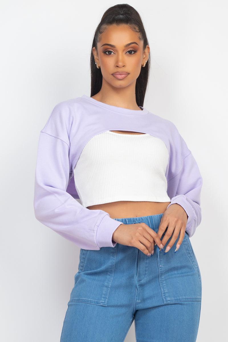 Ribbed Sleeveless Top With Shrug Sweater Blue Zone Planet