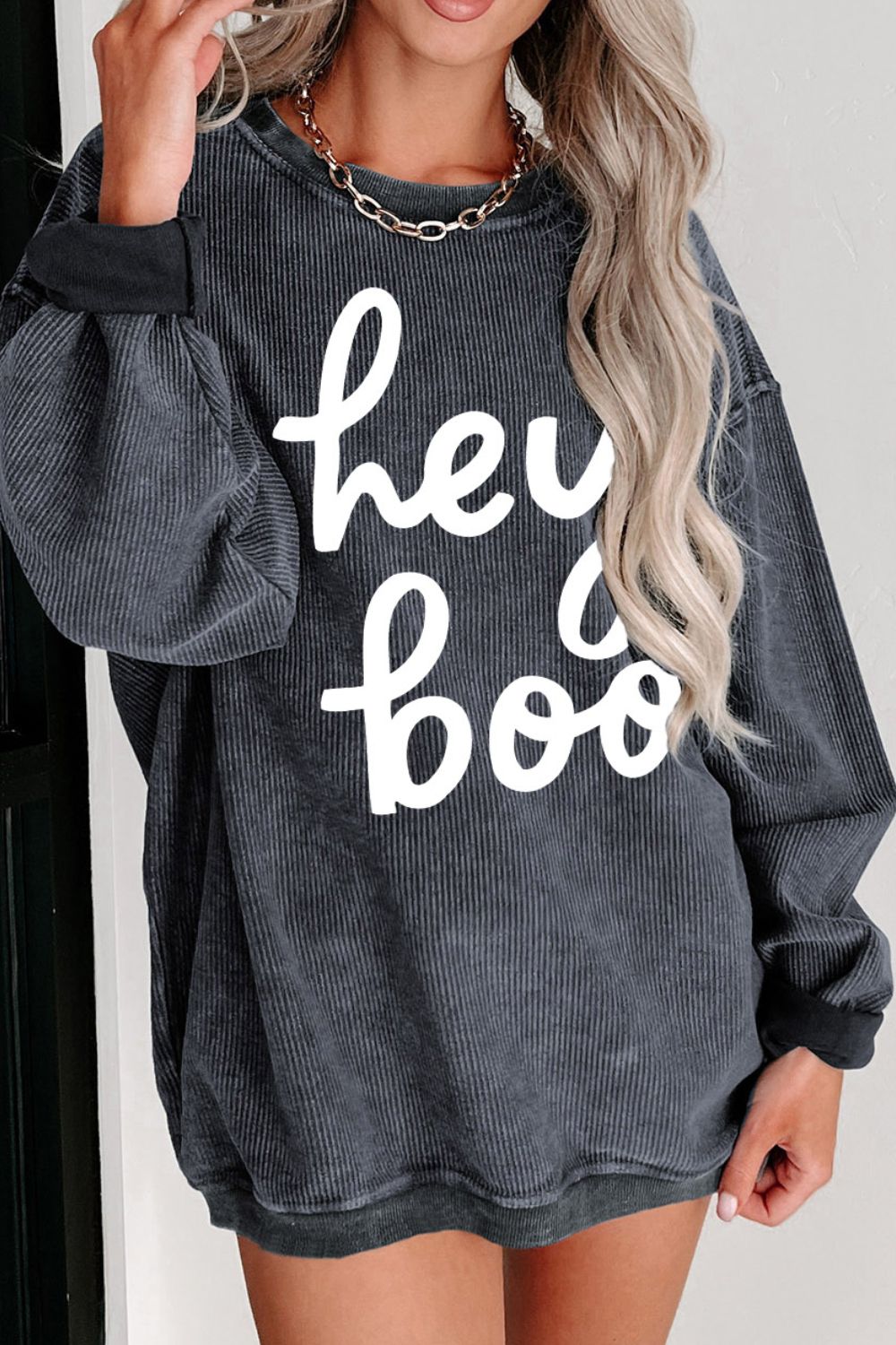 Blue Zone Planet | Round Neck Dropped Shoulder Graphic Sweatshirt BLUE ZONE PLANET