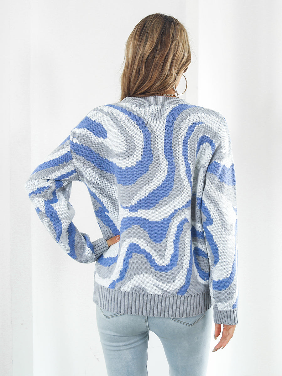 Round Neck Dropped Shoulder Sweater BLUE ZONE PLANET