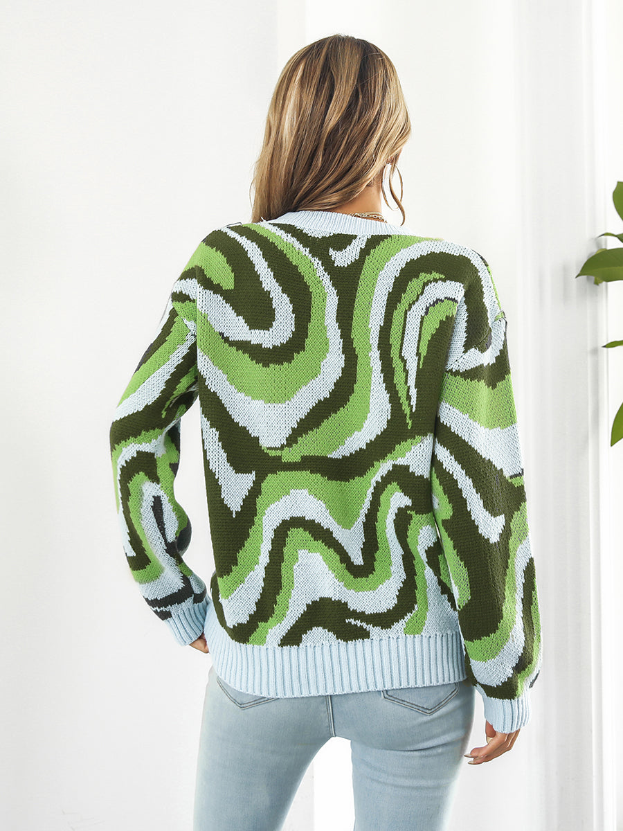 Round Neck Dropped Shoulder Sweater BLUE ZONE PLANET