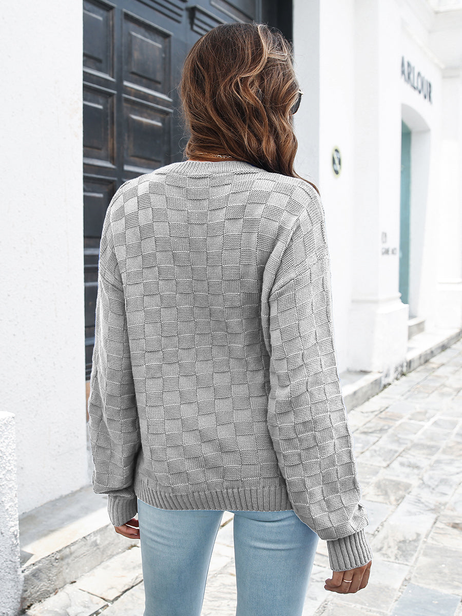 Round Neck Dropped Shoulder Sweater BLUE ZONE PLANET