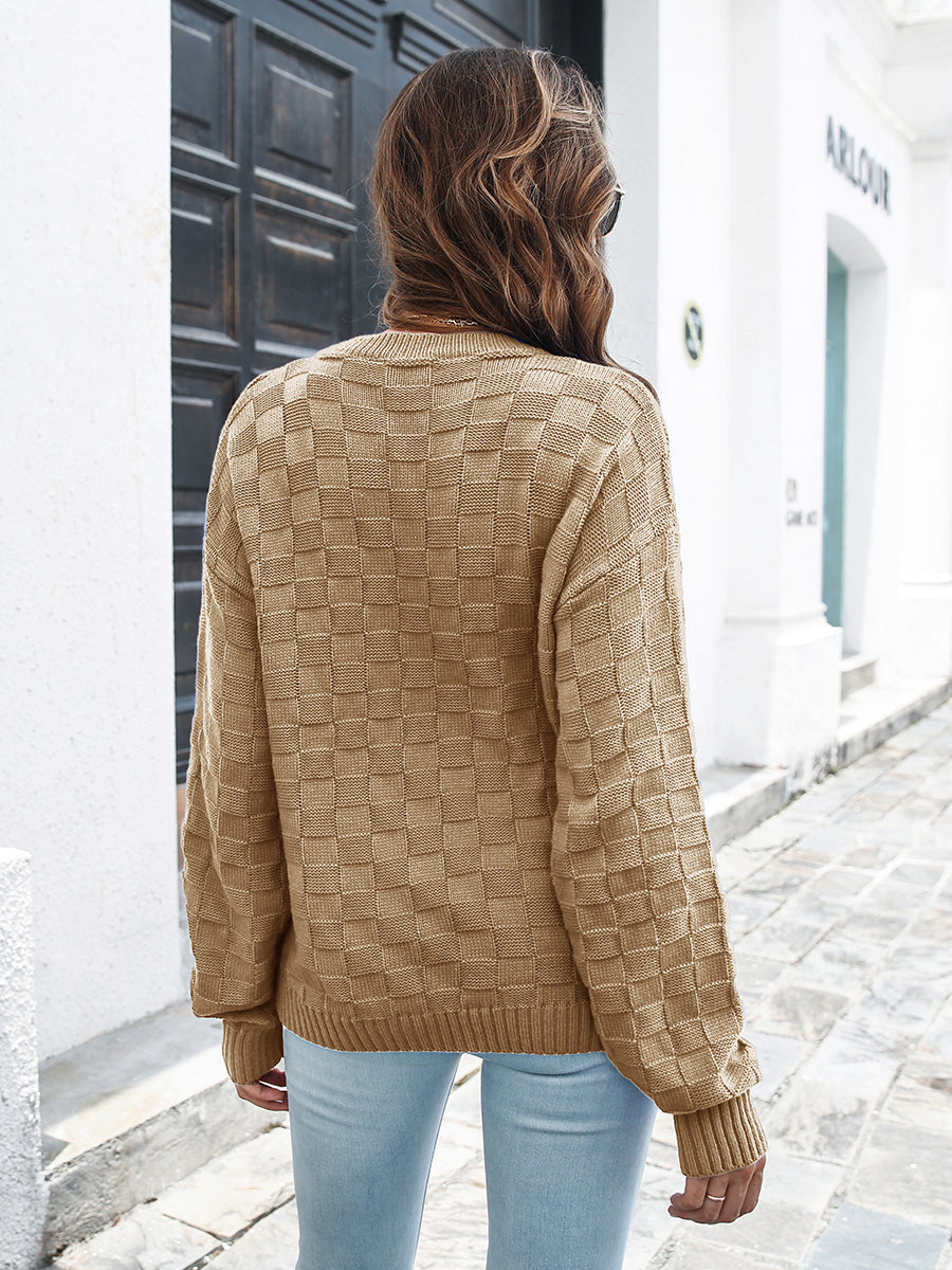 Round Neck Dropped Shoulder Sweater BLUE ZONE PLANET