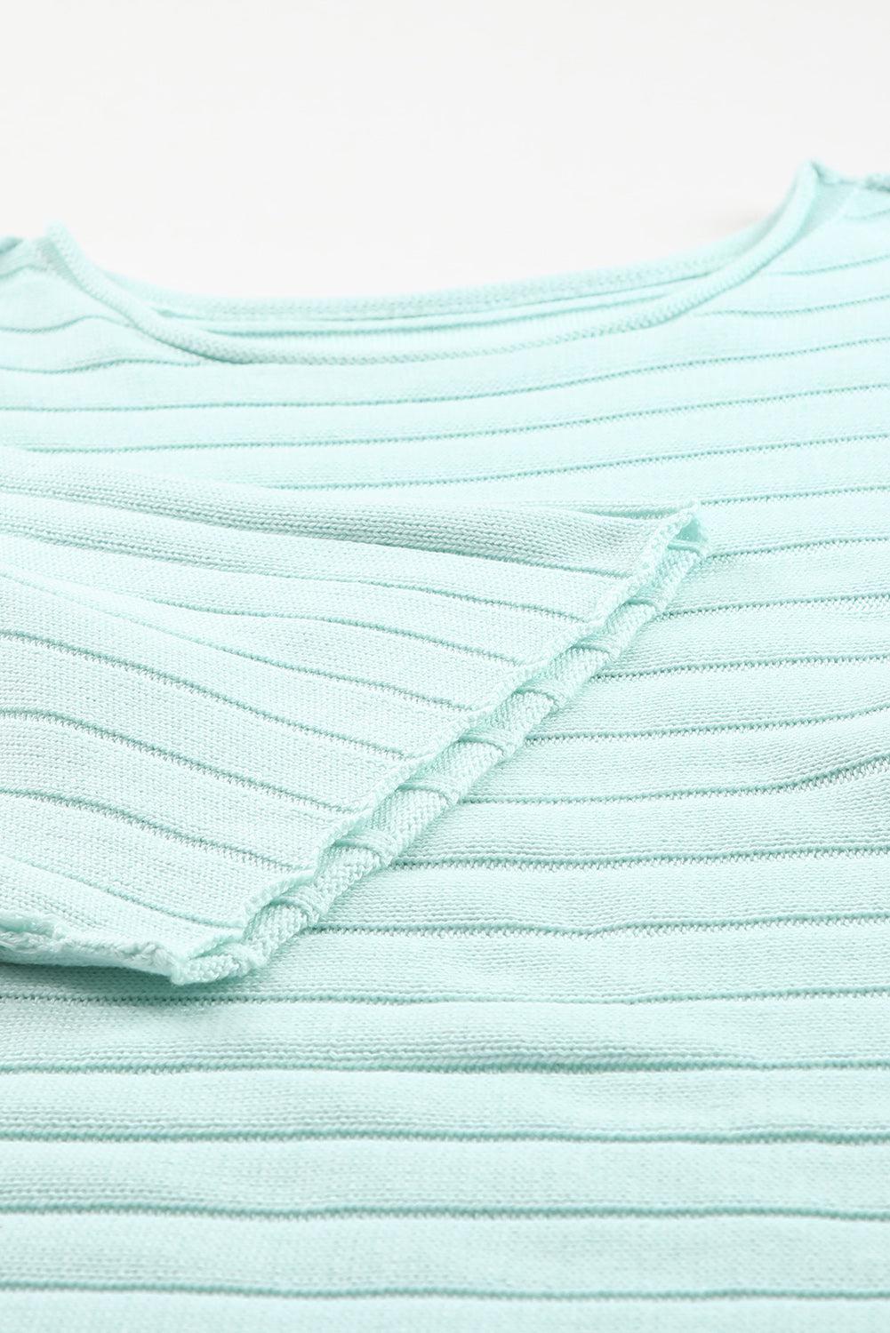 Round Neck Exposed Seams Pullover Sweater BLUE ZONE PLANET