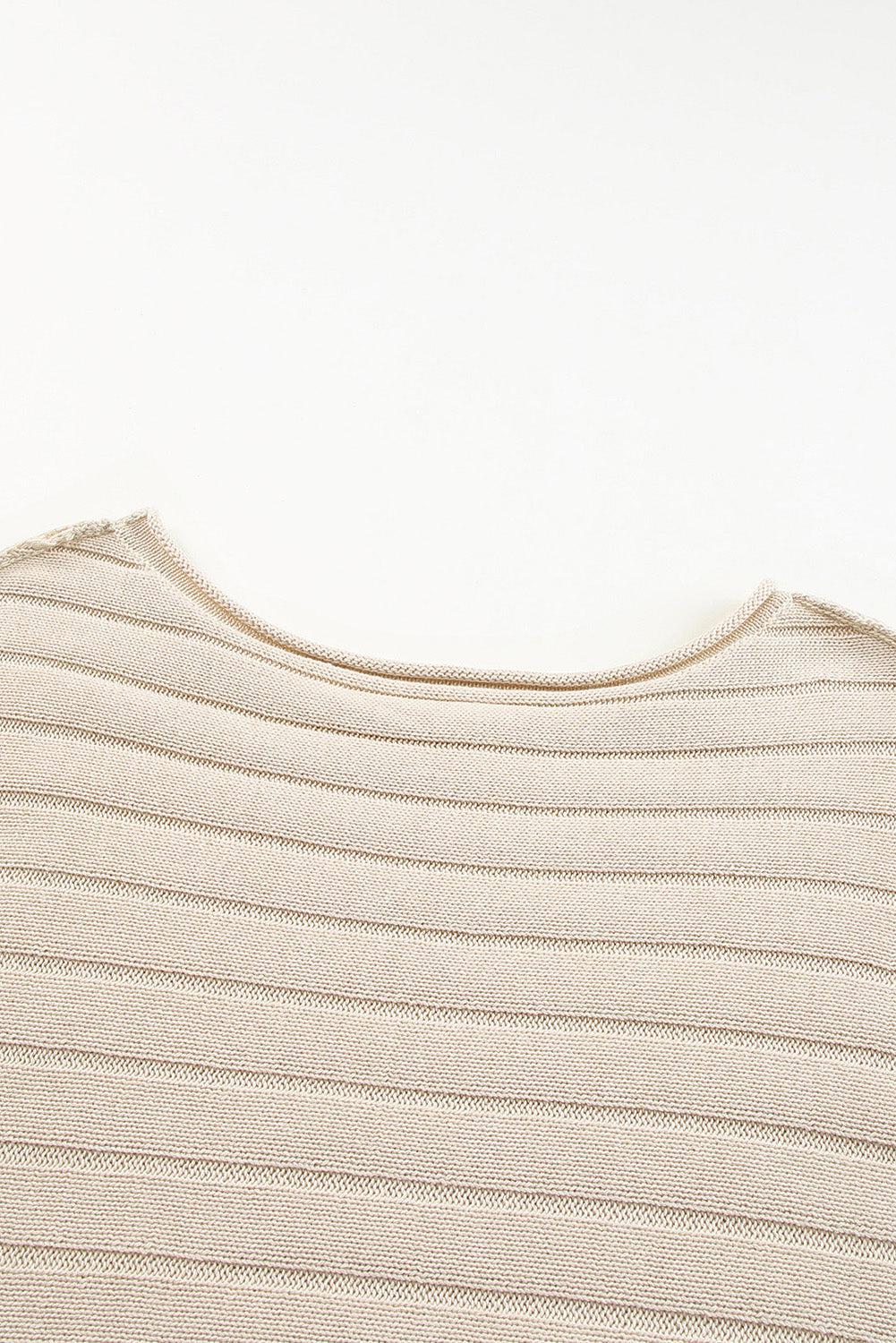 Round Neck Exposed Seams Pullover Sweater BLUE ZONE PLANET