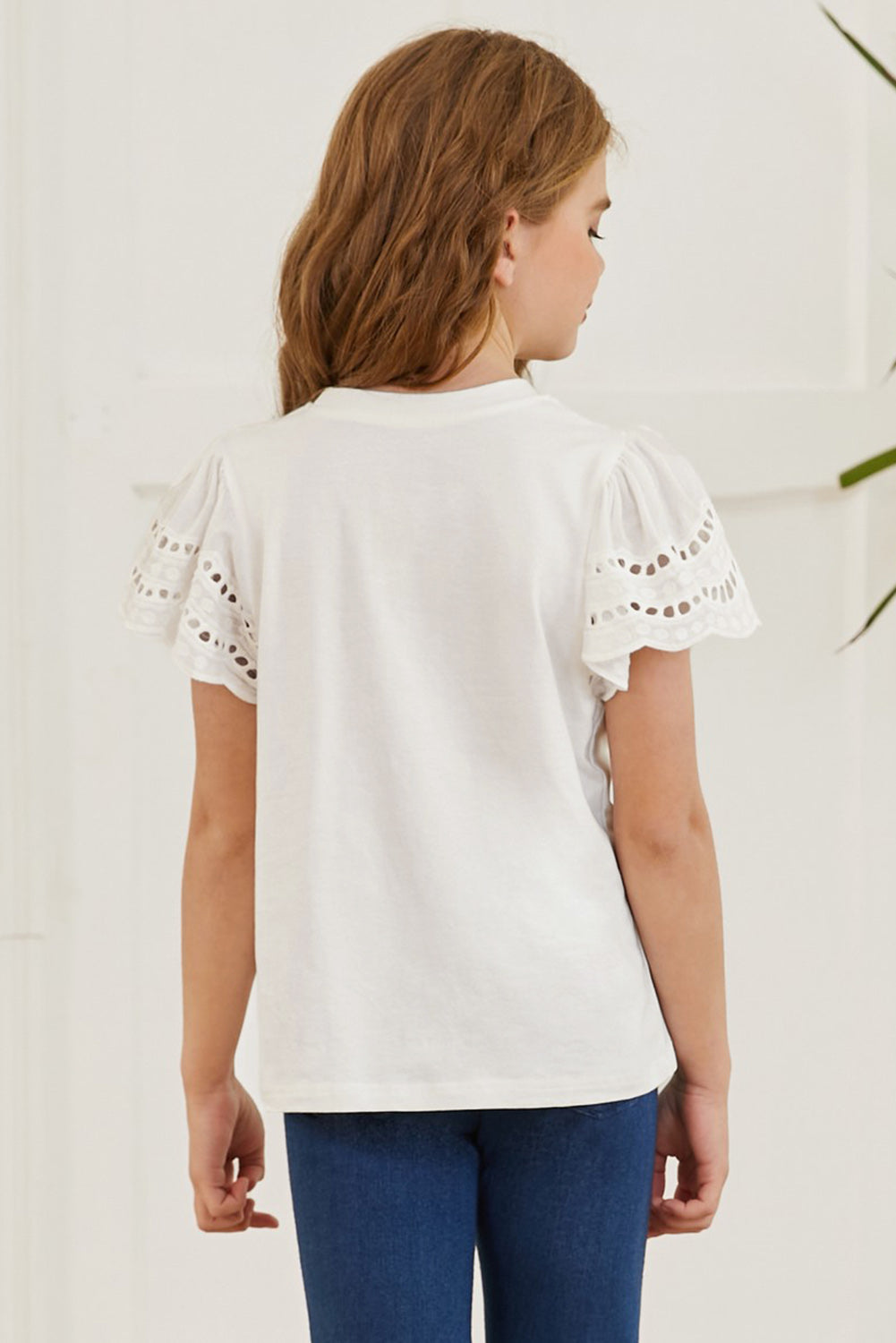 Round Neck Flutter Sleeve T-Shirt BLUE ZONE PLANET
