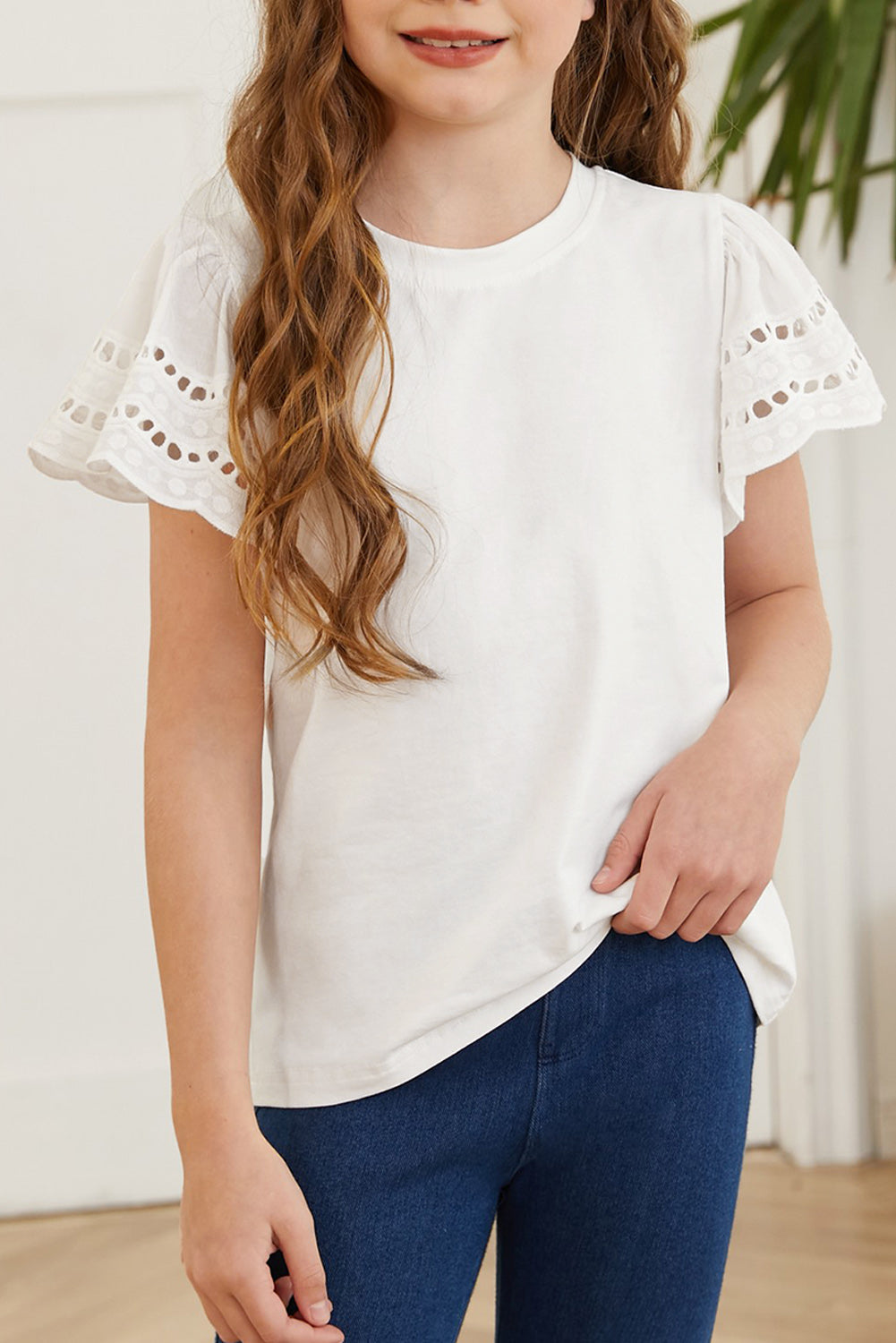 Round Neck Flutter Sleeve T-Shirt BLUE ZONE PLANET