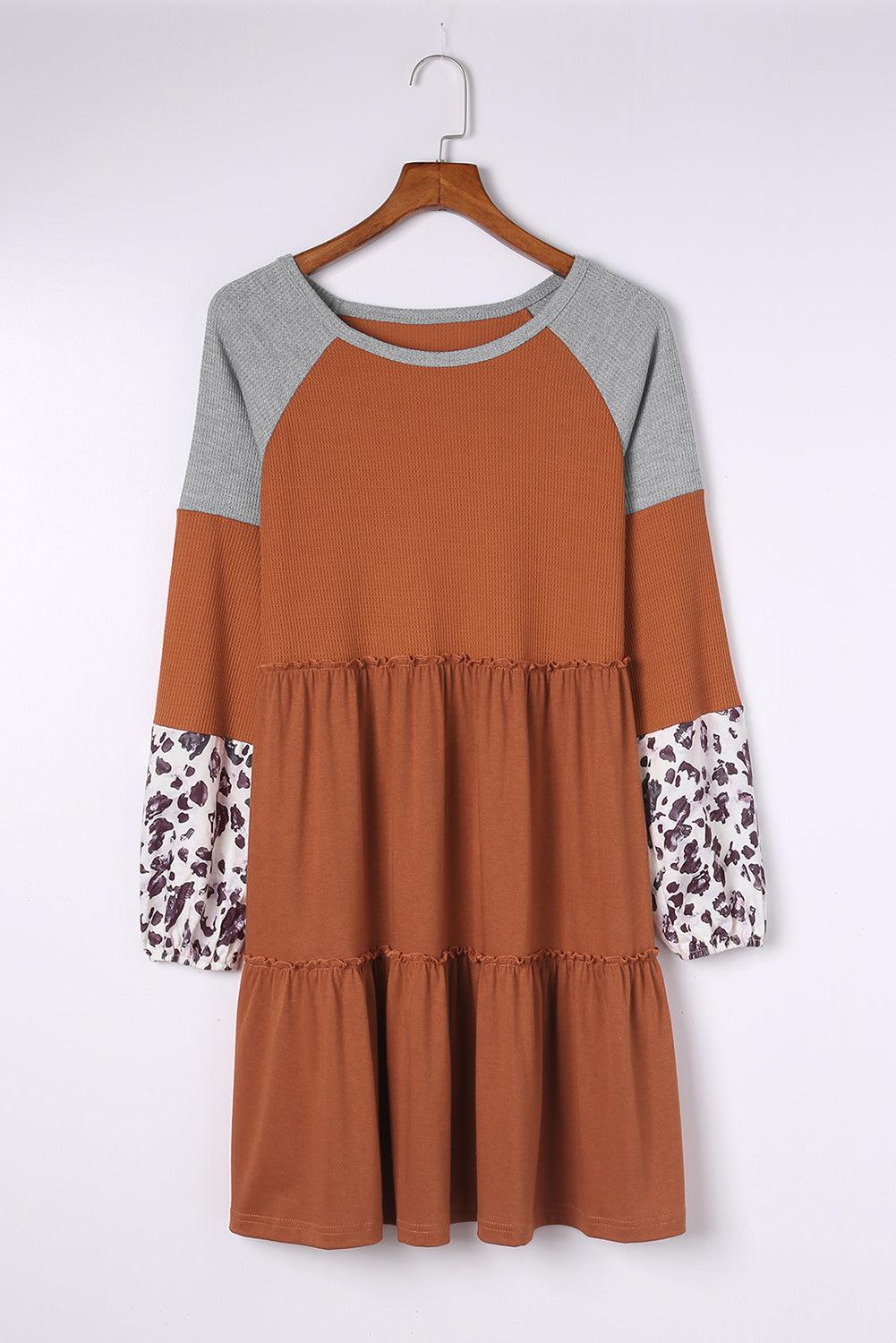 Round Neck Frill Trim Dress BLUE ZONE PLANET