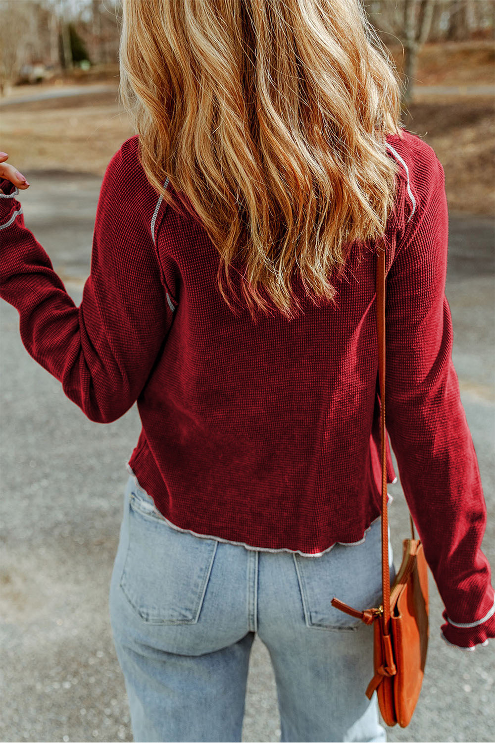 Round Neck Long Sleeve Sweater BLUE ZONE PLANET