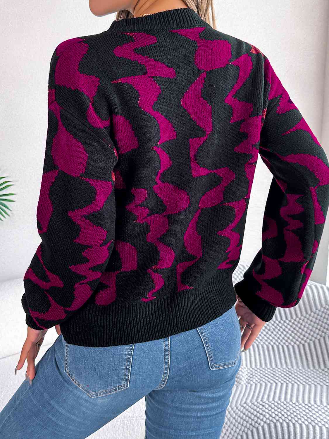 Round Neck Long Sleeve Sweater BLUE ZONE PLANET