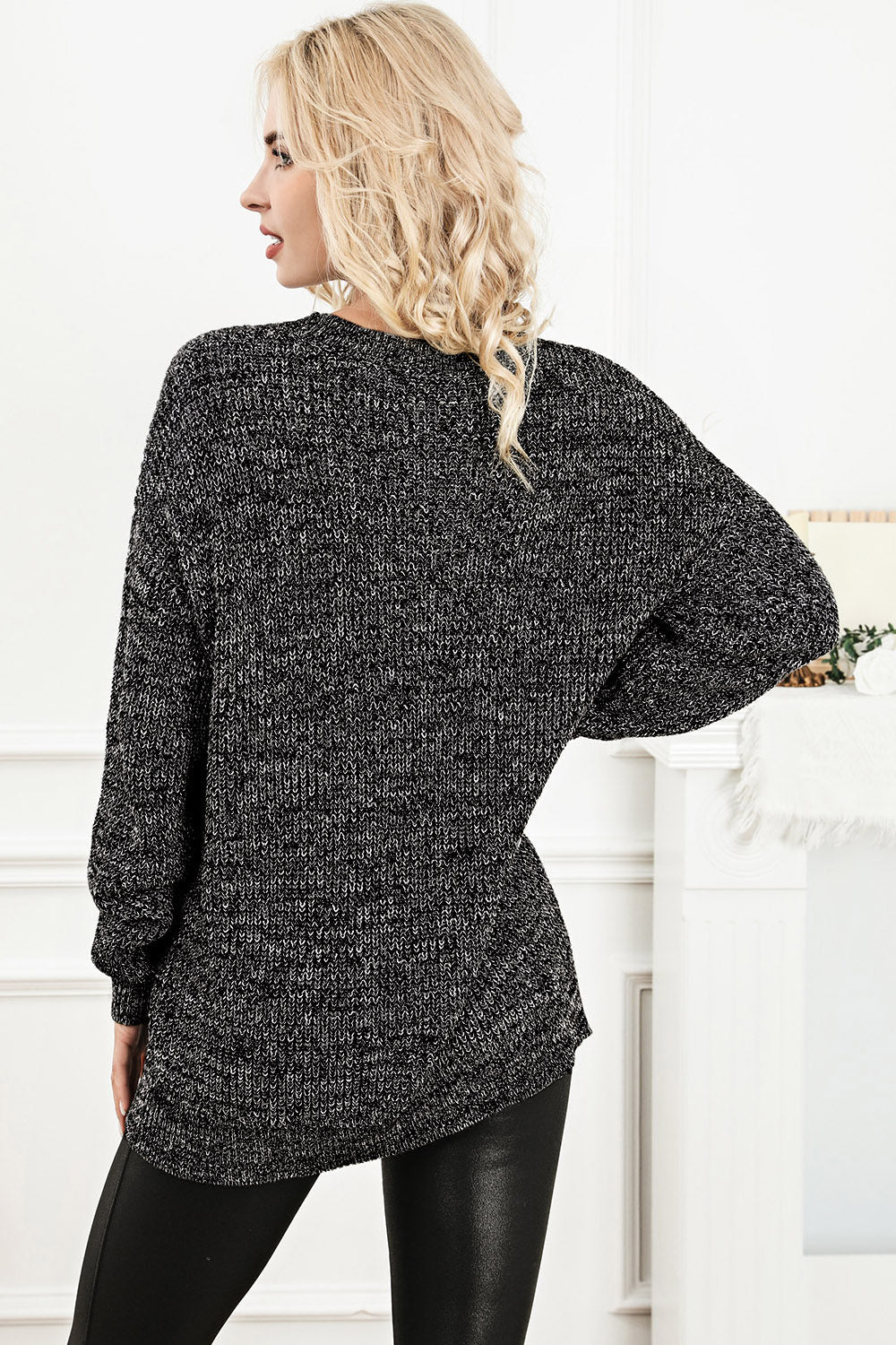 Round Neck Long Sleeve Sweater BLUE ZONE PLANET