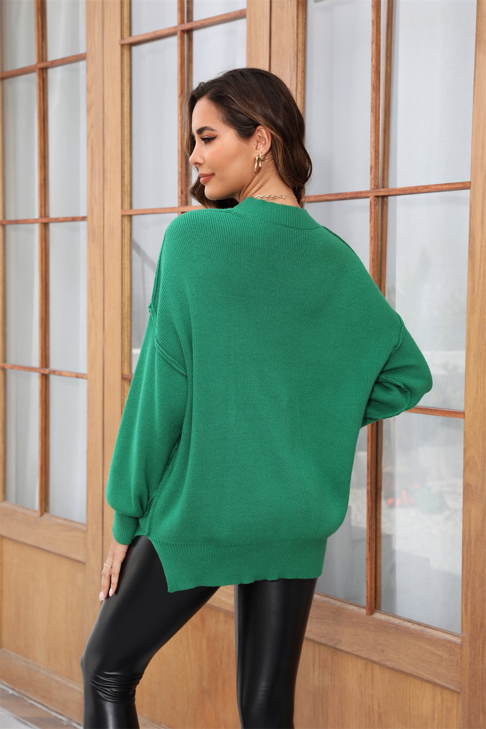 Round Neck Long Sleeve Sweater BLUE ZONE PLANET