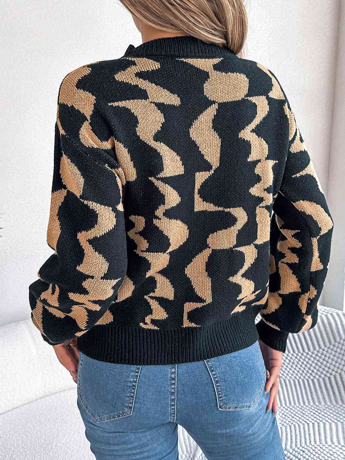 Round Neck Long Sleeve Sweater BLUE ZONE PLANET
