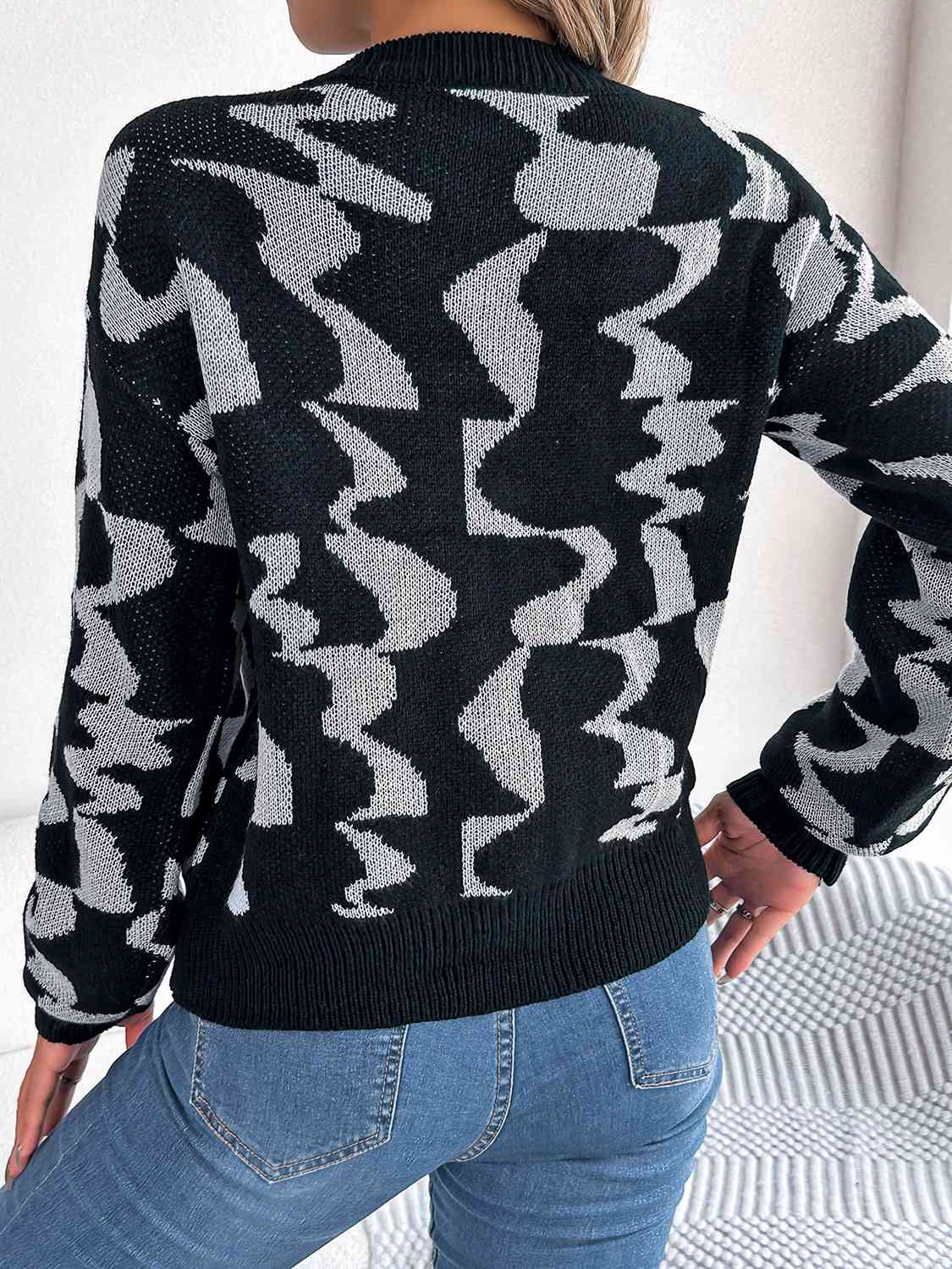 Round Neck Long Sleeve Sweater BLUE ZONE PLANET