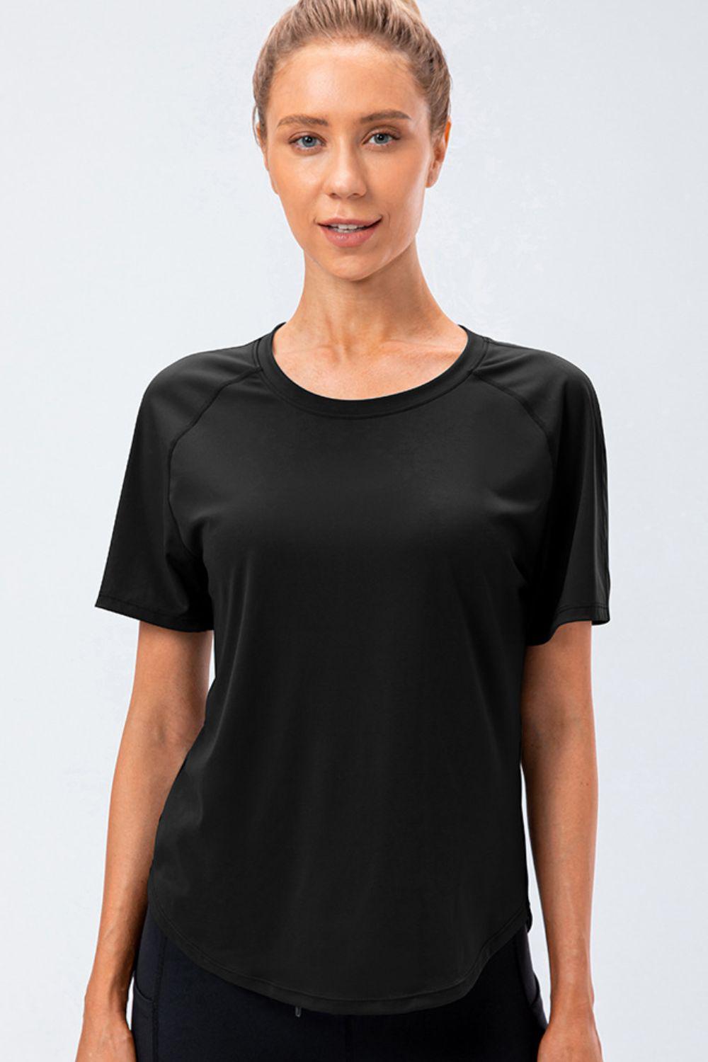 Round Neck Raglan Sleeve Active Tee BLUE ZONE PLANET