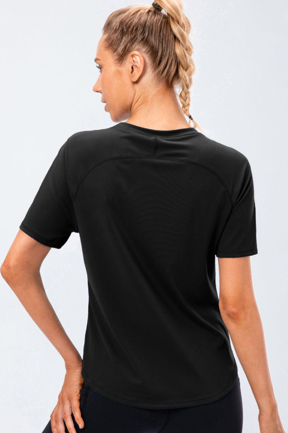 Round Neck Raglan Sleeve Active Tee BLUE ZONE PLANET