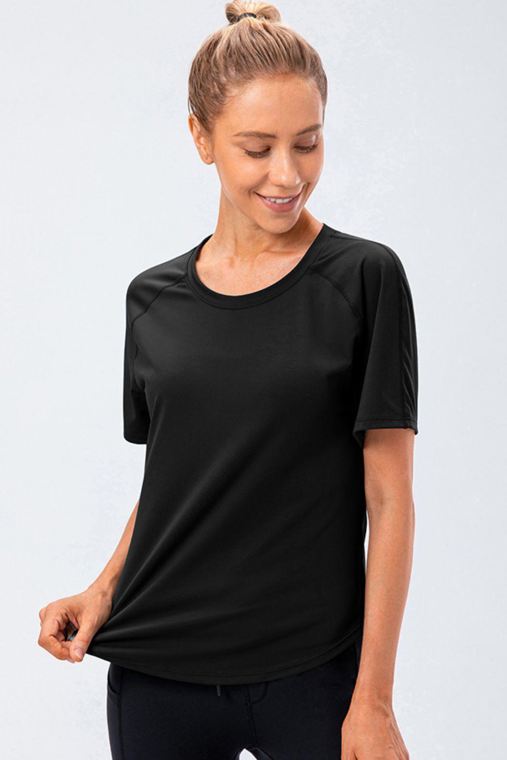 Round Neck Raglan Sleeve Active Tee BLUE ZONE PLANET