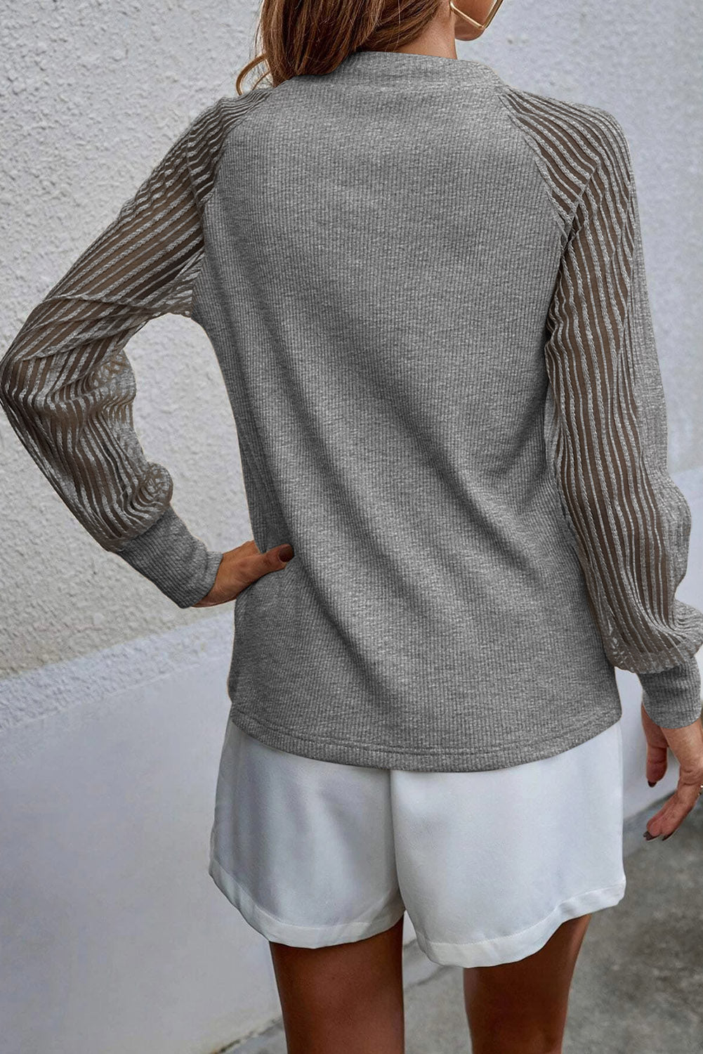 Round Neck Raglan Sleeve Knit Top BLUE ZONE PLANET